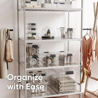 Superio Storage Bins - 10 Pack Clear Stackable Containers | 2.5 Qt BPA-Free, Non-Toxic Organizers for Home & Office