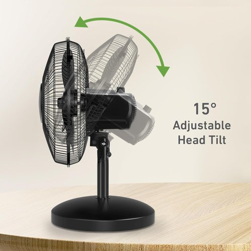 Holmes 12-Inch Oscillating Table Fan - 3 Speeds, 75° Oscillation, Adjustable Tilt | Quiet for Home & Office