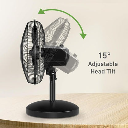 Holmes 12-Inch Oscillating Table Fan - 3 Speeds, 75° Oscillation, Adjustable Tilt | Quiet for Home & Office