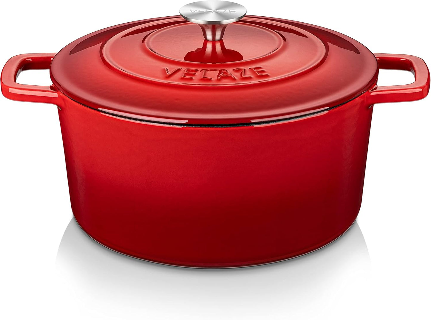 Velaze 6 QT Enameled Cast Iron Dutch Oven - Heavy-Duty Non-Stick Pot with Lid for Baking & Roasting | Red