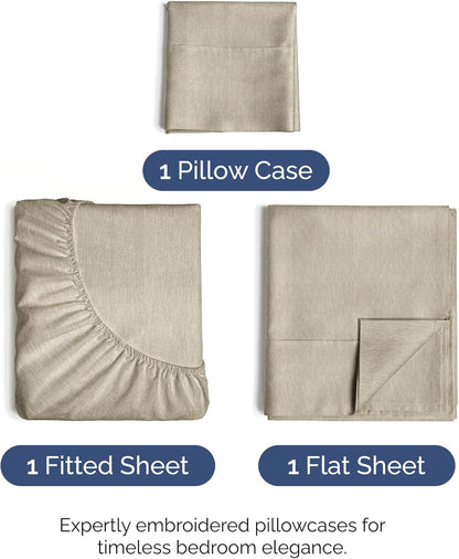 Skiennix Twin Size 3-Piece Sheet Set - Comfy, Breathable & Cooling Hotel Luxury Bedding - Soft, Wrinkle-Free, Deep Pockets - Beige