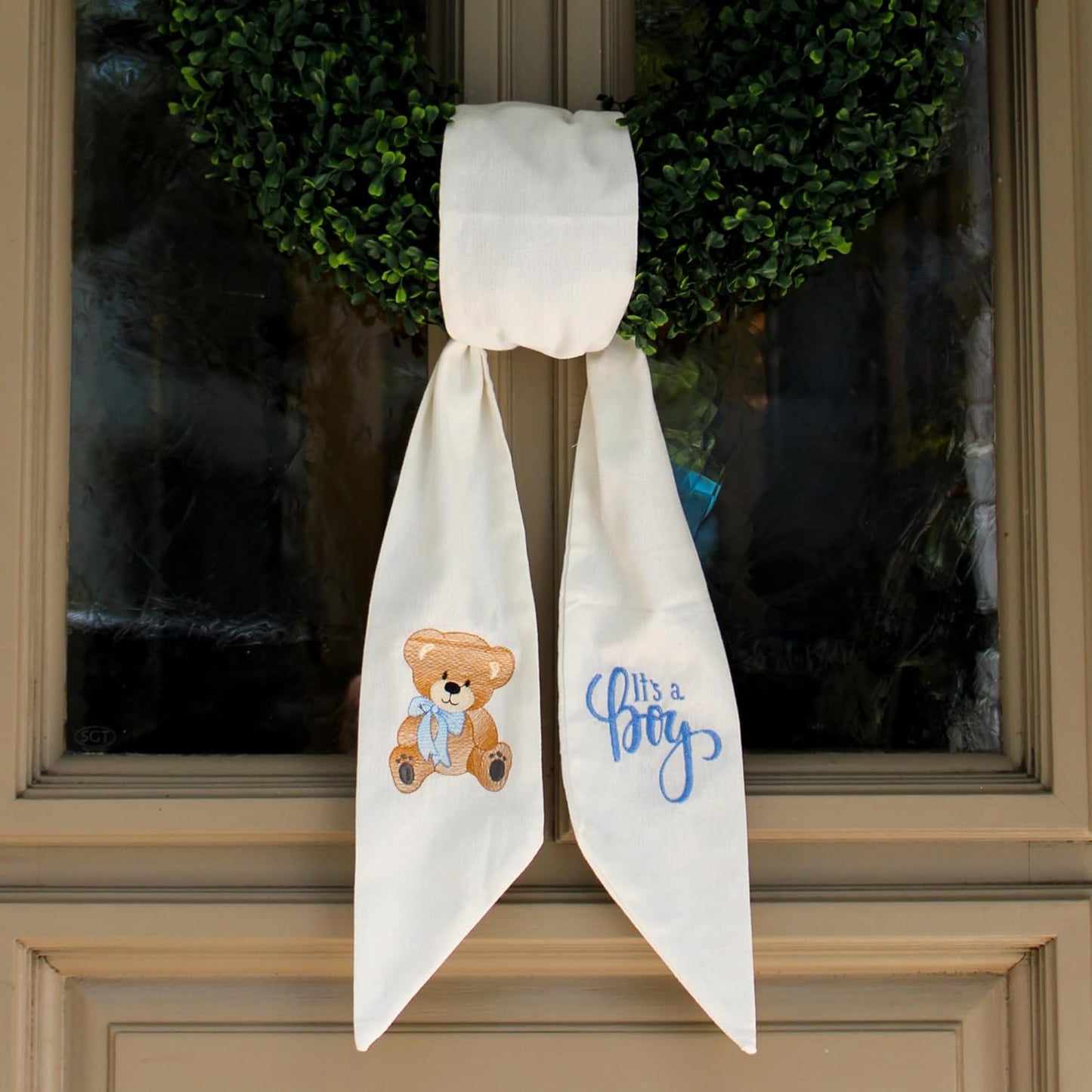 Quality Wreath Sash by [Brand Name] - It's a Boy Monogrammed Baby Shower Decor | 56" L x 4.5" W