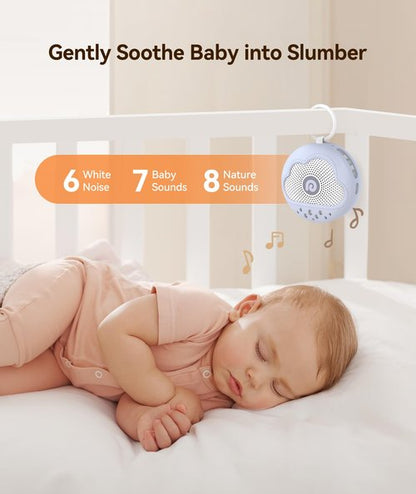 Dreamegg White Noise Machine - Portable Sound Machine Baby with Safe Silicone Cover, Features Powerful Battery, 21 Soothing Sound, Noise Canceling for Sleeping, Baby Registry Gift, Nursery(Blue)