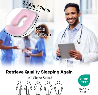 ALLOPERA Pregnancy Pillow - Full Body 57-Inch Maternity Support for Back, Neck & Belly | Pink Milk Fiber Cover