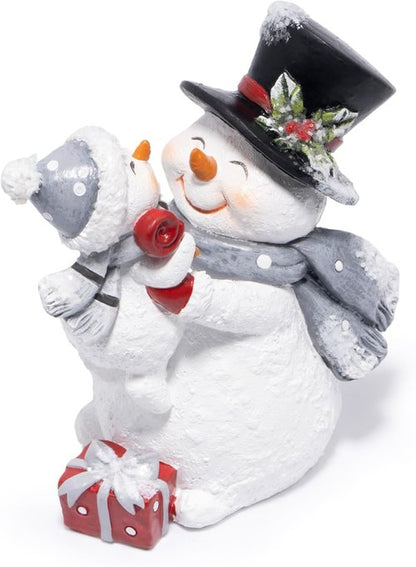 Hodao Christmas Snowman Figurine - Joyful Red Scarf Decoration for Cozy Home Decor | Grey