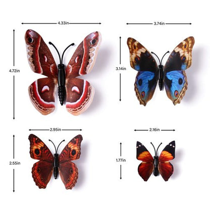 24pcs 3D Vivid Special Man-Made Lively Butterfly Wall Stickers Removable Butterflies Wall Decals 3D Nursery Art Decor for Kids Girls Bedroom Living Room Classroom Party Decoration Brown