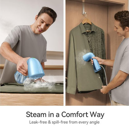HiLIFE Steamer for Clothes, Portable Handheld Design, 240ml Big Capacity, 700W, Strong Penetrating Steam, Removes Wrinkle, for Home, Office and Travel(ONLY FOR 120V) (sky blue)