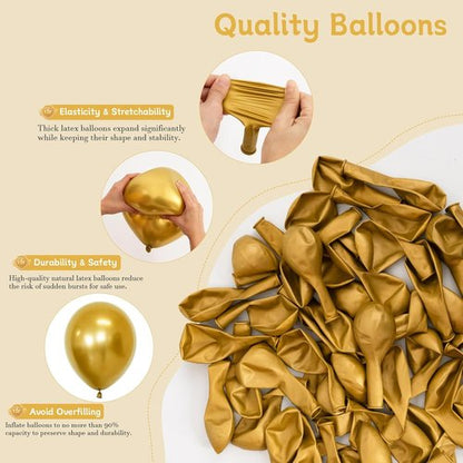 Gold Balloons 60 PCS - 12 Inch Metallic Gold Balloons for Birthday, Baby Shower & Party Decor