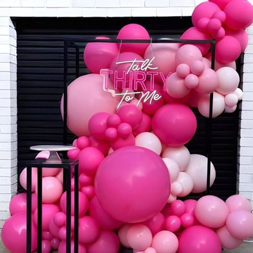 Awenztech Hot Pink Balloon Arch Kit - 120pcs Latex Balloons in Various Sizes for Parties & Events