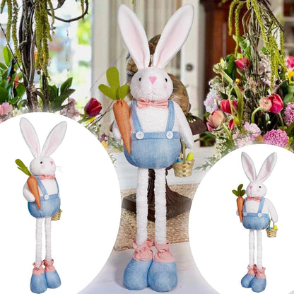 Skiennix Spring Bunny Figurine - 30-Inch Plush Rabbit Doll with Telescopic Legs | Holiday Tabletop Decor