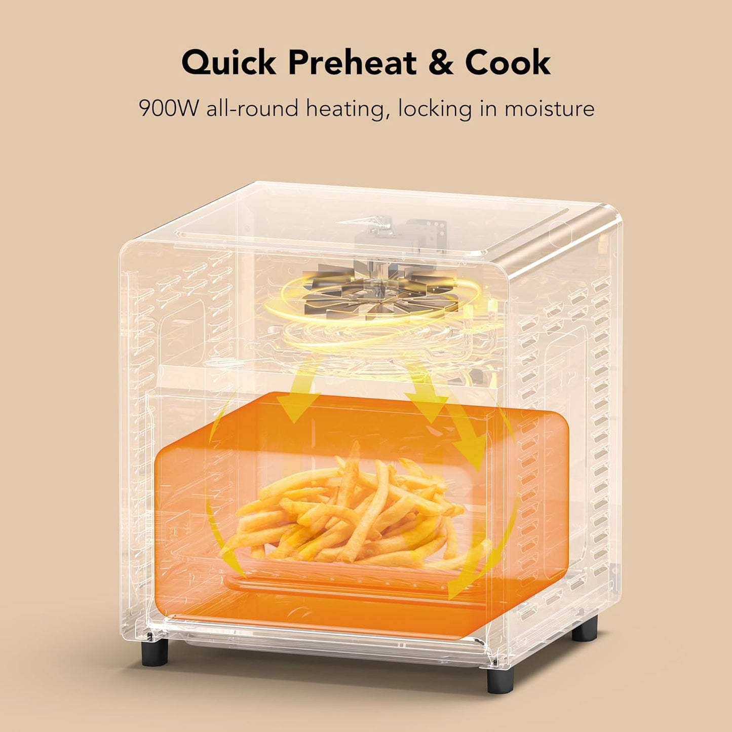 Skiennix 8.5QT Toaster Oven Air Fryer Combo - Stainless Steel, Fast Preheat, Ideal for Small Spaces