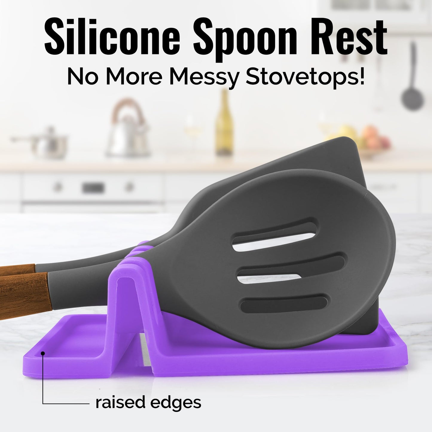 Zulay Kitchen Silicone Utensil Rest with Drip Pad for Multiple Utensils - BPA-Free, Heat-Resistant Spoon Rest & Spoon Holder for Stove Top - Kitchen Utensil Holder for Ladles & Tongs - Chive Blossom