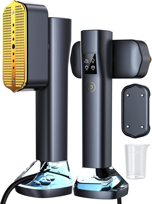 Skiennix Portable Handheld Garment Steamer - 200ml Capacity, 1000W Fast Heat-Up, Leak-Proof, Black & Gold