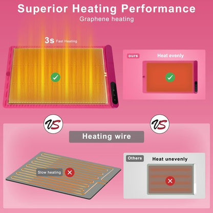 FYY Food Warming Mat - Electric Warming Tray Full Surface Heating Versatile Food Warmer, Premium Silicone Nano-Material, Rollable Food Heating Tray for Gatherings, Parties, Everyday Use, Pink