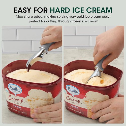 Beneno Heavy Duty Ice Cream Scoop - Upgraded Anti-Fracture Design, Comfortable Grip, Dishwasher Safe, Gray