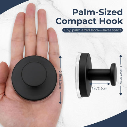 Skiennix Large Suction Cup Hooks - Reusable No-Drill Bathroom Towel Hooks | 4 Pack in Matte Black