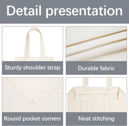 OKBA Mini Tote Bags - 10PCS 10.2" x 12.6" Reusable Blank Canvas Bags for Kids DIY Projects