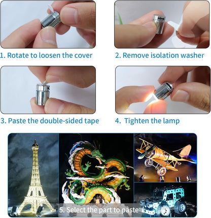 Skiennix Mini LED Lights - 10 PCS Battery Operated Tiny Spotlights for DIY Crafts & Decor | Cool White