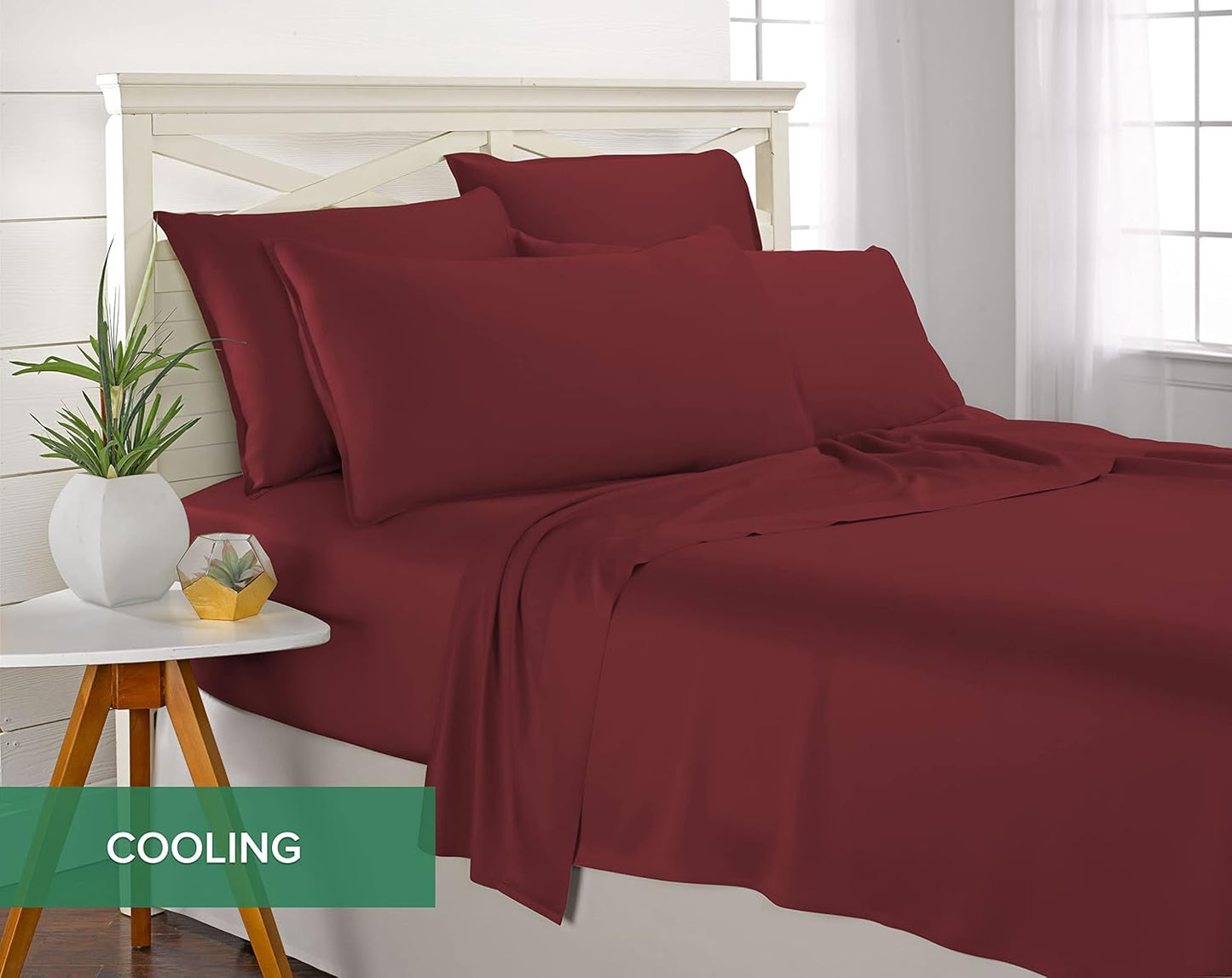 Pure Bamboo King Sheets - Luxuriously Soft 100% Organic Viscose Bed Sheet Set | Cooling & Durable (King, Merlot)