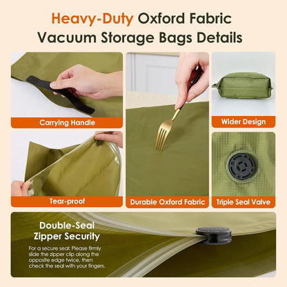 Skiennix Vacuum Storage Bags - Heavy Duty 4 Pack with Electric Pump & Hand Compression | Space Saver for Clothing & Bedding