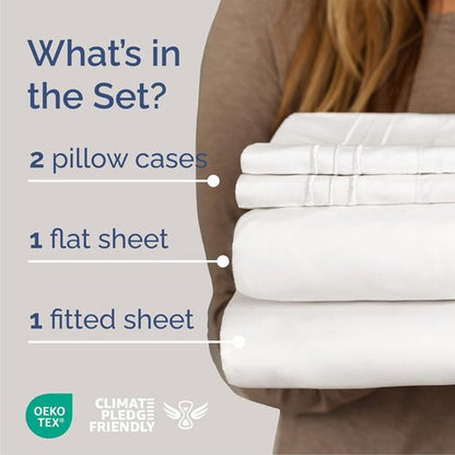 Cal King Size Sheet Set by Hotel Luxury | Comfy, Breathable & Cooling - Deep Pockets, Wrinkle-Free, Antique White
