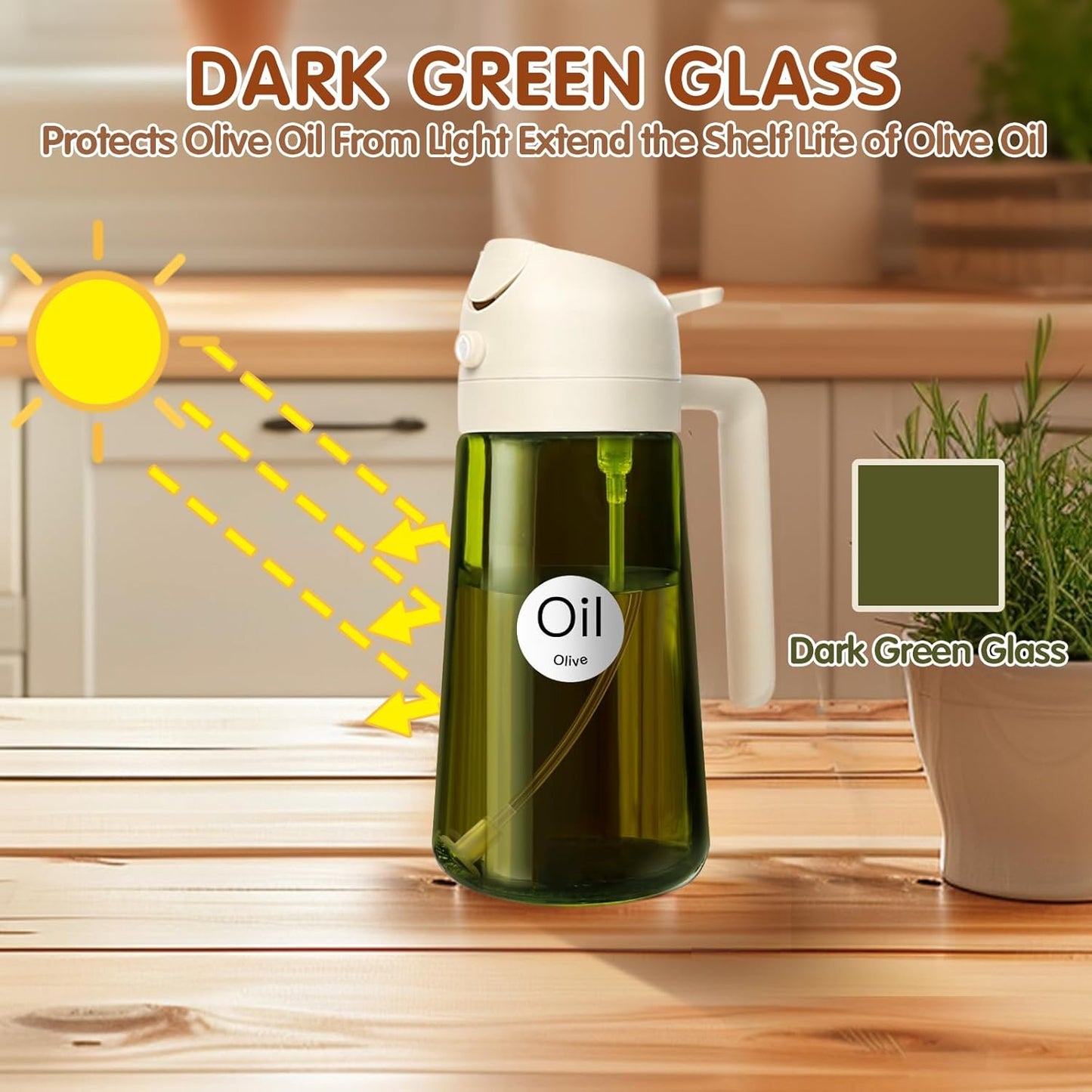 YARRAMATE Clear & Dark Green Oil Sprayer - 16oz/470ml Capacity for Easy Cooking & Grilling