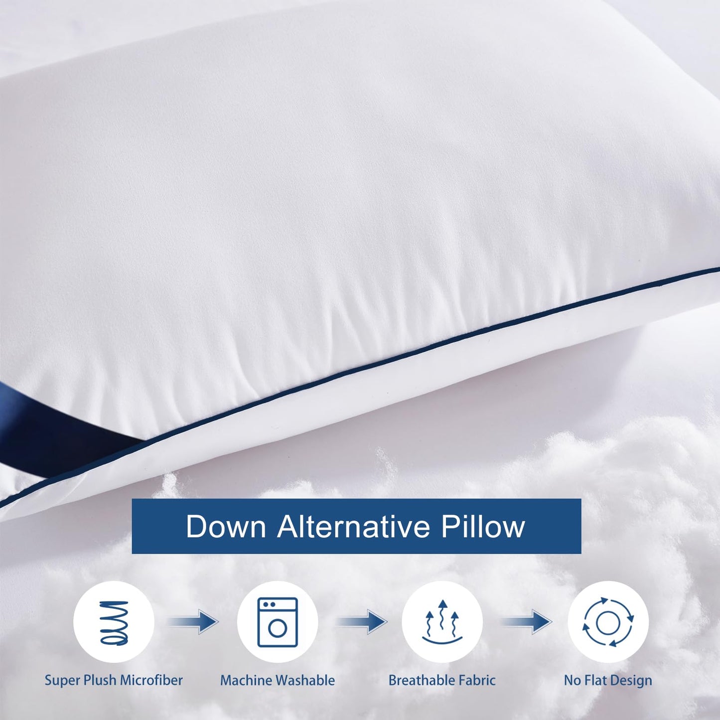 Meoflaw Pillows Standard Size Set of 4,Soft Microfiber Standard Pillows with Hollow Fiber,Hotel Quailty Bed Pillows for Sleeping 4 Pack for Back,Stomach Sleeper