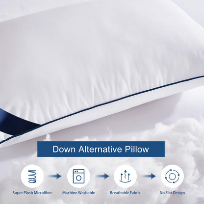 Meoflaw Pillows Standard Size Set of 4,Soft Microfiber Standard Pillows with Hollow Fiber,Hotel Quailty Bed Pillows for Sleeping 4 Pack for Back,Stomach Sleeper