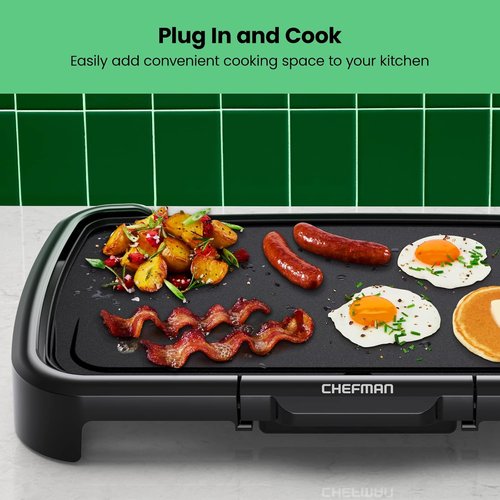Chefman XL Electric Griddle - Nonstick Immersible Flat Top Grill with Removable Temperature Control | 10 x 20 Inch