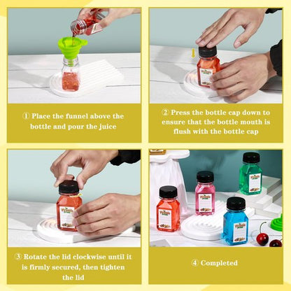 100 Pcs 4 oz Plastic Juice Shot Bottles with Caps, Clear Ginger Shots Bottles with Lids, Small Bottles for Liquids, 4 oz Plastic Reusable Leak Proof Mini Containers for Juice,Milk,Ginger,Whiskey,Water