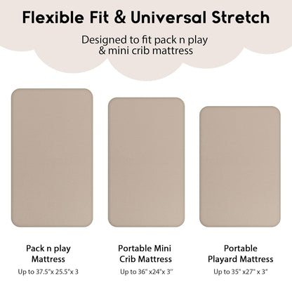 Yoofoss Fitted Pack and Play Sheets - Soft, Breathable Mini Crib Sheets 2-Pack in Brown & Leaf