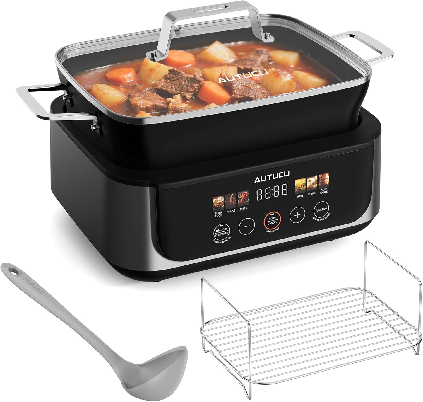 Slow Cooker 7 Quart - Programmable Multi-Cooker with PFOA-Free Ceramic Coating & Versatile Functions