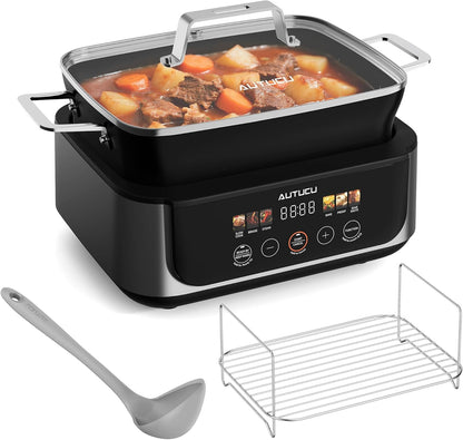 Slow Cooker 7 Quart - Programmable Multi-Cooker with PFOA-Free Ceramic Coating & Versatile Functions