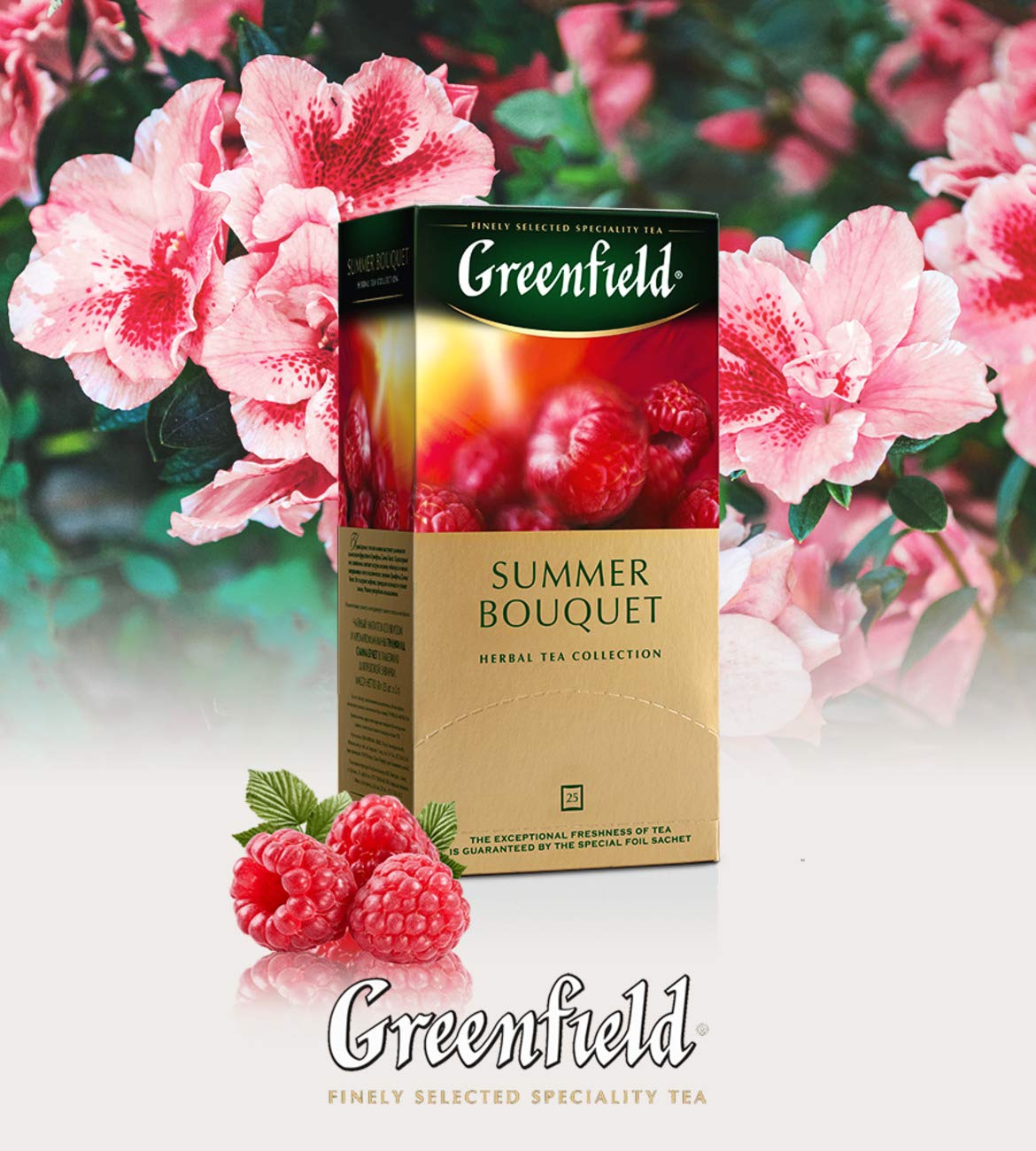 Greenfield Summer Bouquet Herbal Tea Collection Finely Selected Speciality Tea 100 Double Chamber Teabags With Tags in Foil Sachets