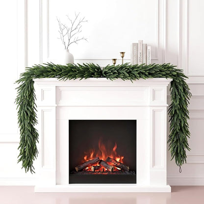 2-Pack 9ft Real Touch Norfolk Pine Garland with Butterfly Bows