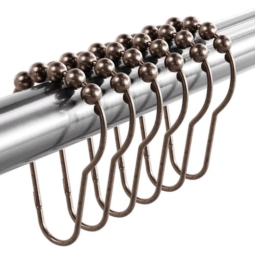 Titanker Shower Curtain Hooks Rings, Rust-Resistant Metal Shower Curtain Hooks for Bathroom Shower Rods Shower Hooks Shower Rings for Curtain - Set of 12, Bronze