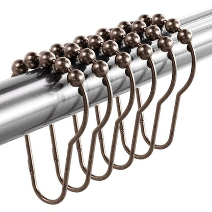 Titanker Shower Curtain Hooks Rings, Rust-Resistant Metal Shower Curtain Hooks for Bathroom Shower Rods Shower Hooks Shower Rings for Curtain - Set of 12, Bronze
