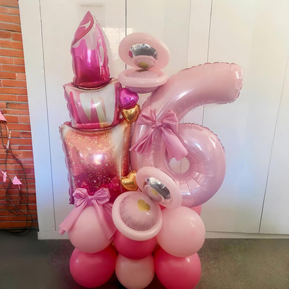 Pastel Pink Number 6 Balloons - 40 In Large Foil Helium Balloons for Girls' Birthday Party