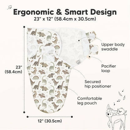 Skiennix Organic Baby Swaddle Sleep Sacks - Soft & Snug Newborn Swaddles for 0-3 Months (Dino Ridge, OS)