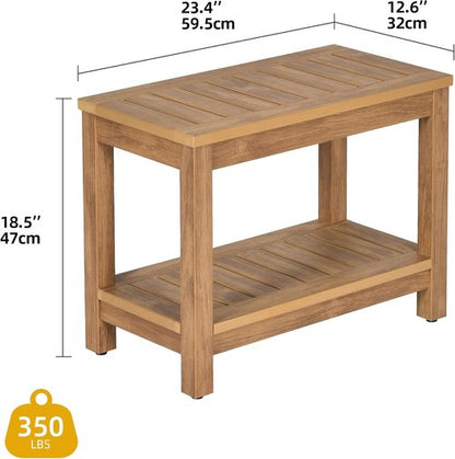 DWVO Shower Stool - 23.5in Water-Resistant Non-Slip Bench for Bathroom & Outdoor Use (Teak)