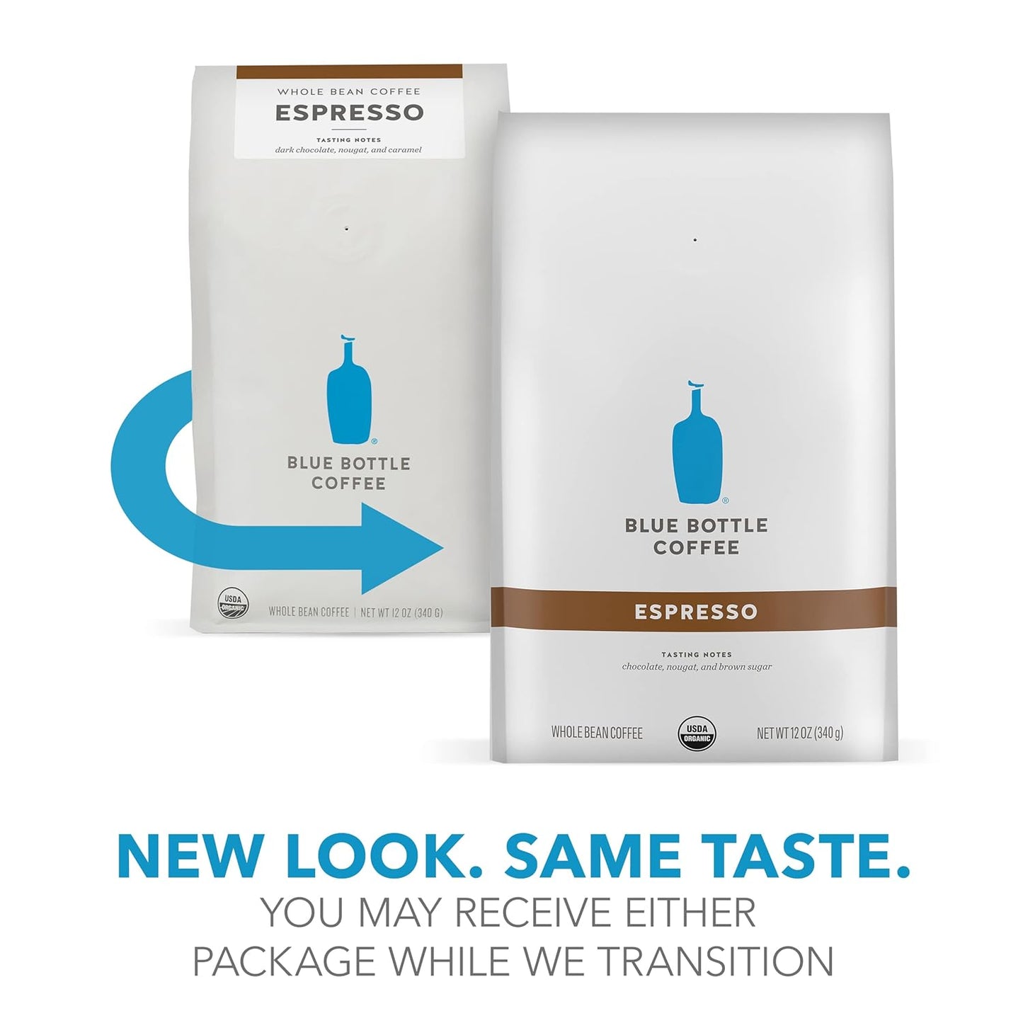 Blue Bottle Organic Espresso Coffee - Dark Roast Whole Beans, 12 Ounce Bag