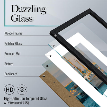 VCK 16x20 Picture Frame 2 Pack, Natural Wood Grain Black Oak & HD Glass, Display 11x14 Poster with Mat or 16x20 without Mat, Wall Hanging