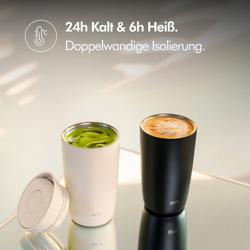 KIVY Insulated Travel Coffee Mug - 12oz Stainless Steel Tumbler | 24h Cold & 6h Hot, Spill Proof, BPA Free