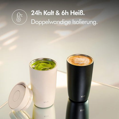 KIVY Insulated Travel Coffee Mug - 12oz Stainless Steel Tumbler | 24h Cold & 6h Hot, Spill Proof, BPA Free