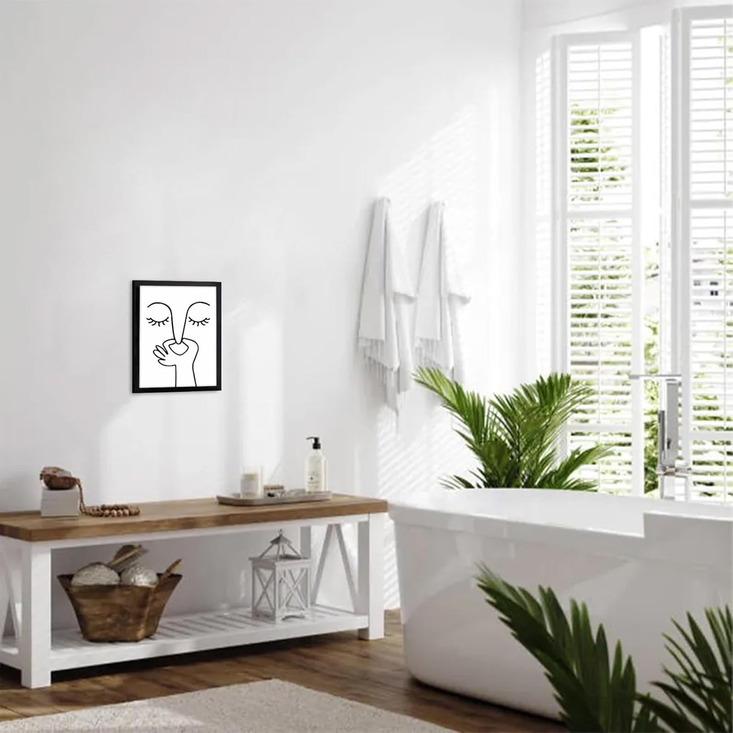 TWNSLLA Bathroom Wall Art - Funny Black and White Decor for Guest Toilets | 8"x10" Framed Print