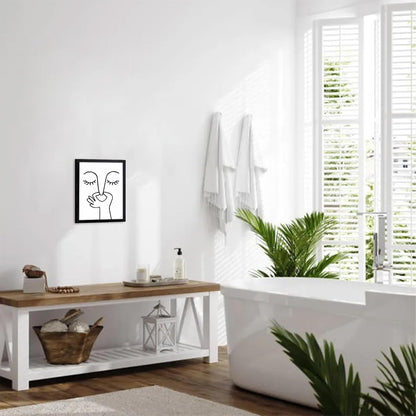 TWNSLLA Bathroom Wall Art - Funny Black and White Decor for Guest Toilets | 8"x10" Framed Print