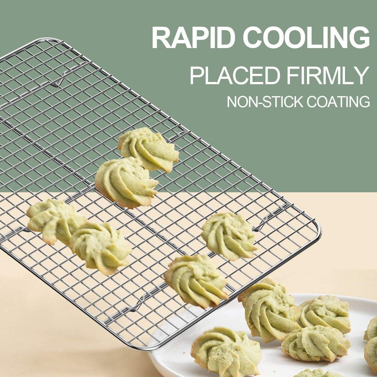 Wildone Baking Sheet Set - Stainless Steel Cookie Pans with Cooling Racks | 18 x 13 Inch, Non-Toxic & Easy Clean