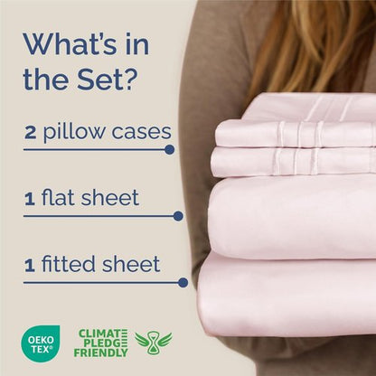 King Size 4 Piece Sheet Set - Comfy Cooling Bed Sheets for Luxury Bedding - Deep Pockets, Soft, Wrinkle-Free - Oeko-Tex Certified Lavender Pink