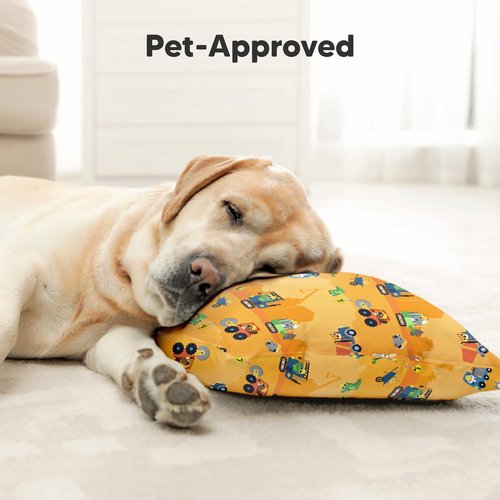 Toddler Pillow with Pillowcase - 13x18 My Little Dreamy Kids Travel Bed Pillows for Sleeping,Organic Cotton Small Pillowcase,Soft & Breathable,Machine Washable,Toddlers 2-5 Years Old (Little Builders)