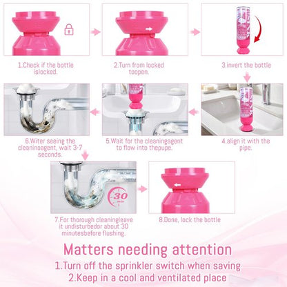 Foaming Drain Cleaner - Sink Cleaner and Deodorizer for Kitchen Sinks, Shower Drains, and Tubs, Monthly Maintenance to Avoid Clogs. (1pcs, coral pink)